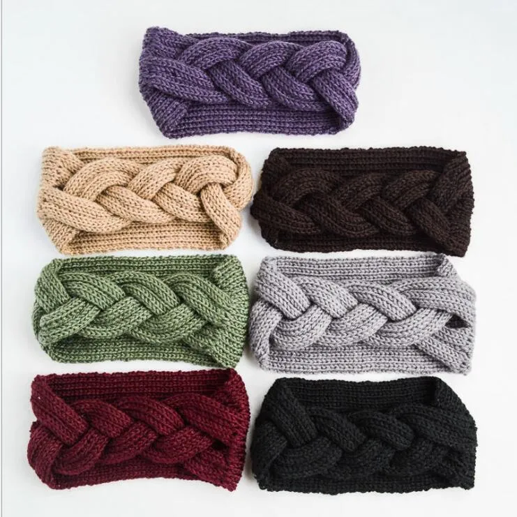 Headband malha headwrap hairbands decoração mulheres moda crochet acrílico variegado headbands inverno meninas morno acessório de cabelo wq28-wll