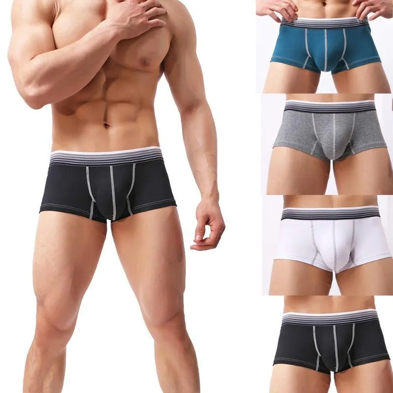 Mutande Costumi da bagno da uomo Intimo Boxer a righe Slip Pantaloncini Rigonfiamento Pouch Trunks Abbigliamento da spiaggia1