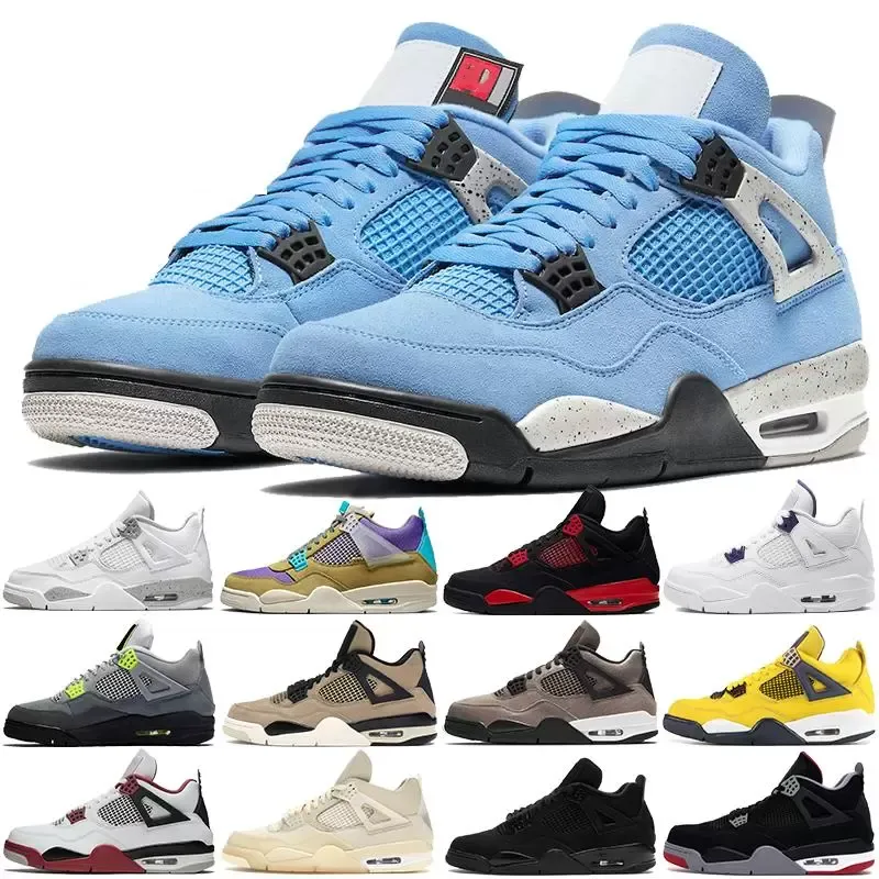 J4 University Blue jumpman 4 4s heren basketbalschoenen wit oreo metallic paars zwarte kat gefokte shimmer cactus jack mannen vrouwen sneakers US 5.5-13