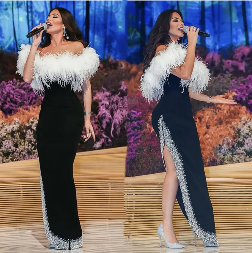 Black and white feather dress shop