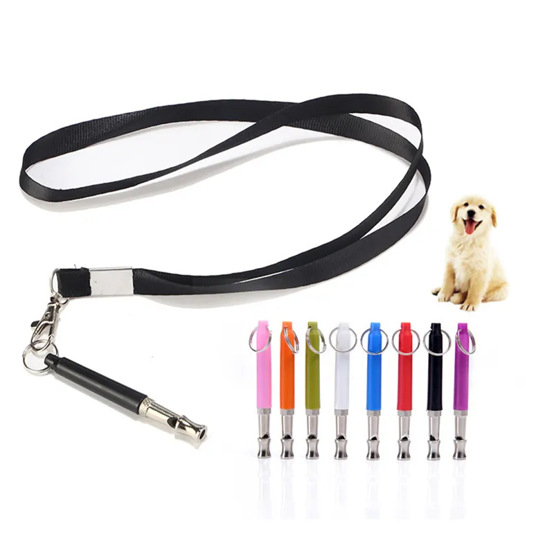 Pet Dog Training Whistle Frequenze regolabili UltraSonic Sound Flauto con portachiavi Dispositivo di controllo della corteccia Strumento di addestramento JK2012XB