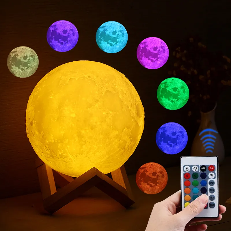 LED Moon light TELECOMANDO USB vacanza sonno ricaricabile Lampada da notte da tavolo da sogno creativa colorata Touch Decor Camera da letto REGALO