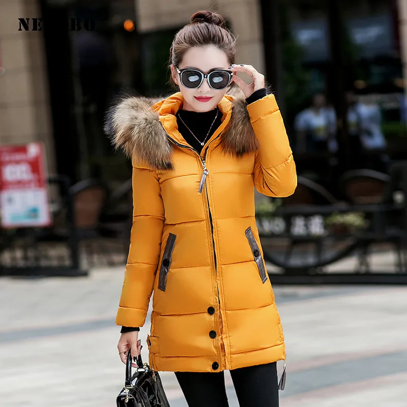 NEEDBO Womens Slim Fit Long Down Parka With Fur Collar Long Winter