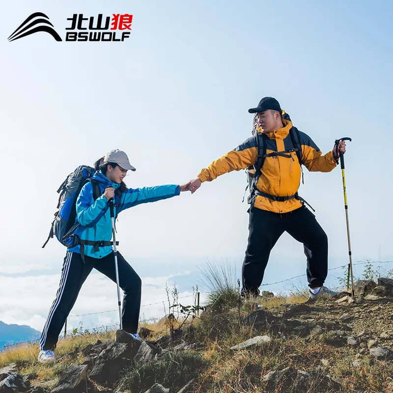 Outdoor Ultra-Light Folding Trekking Polen Aluminium Legering Telescopische Straight Handles T Handhendel Krukken Wandelen Stick Trekking Sticks