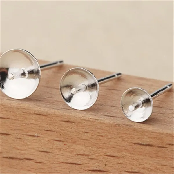 30 Pairs Ear Studs Findings Stud with Back 925 Sterling Silver Earring Base and Back Stopper Sets