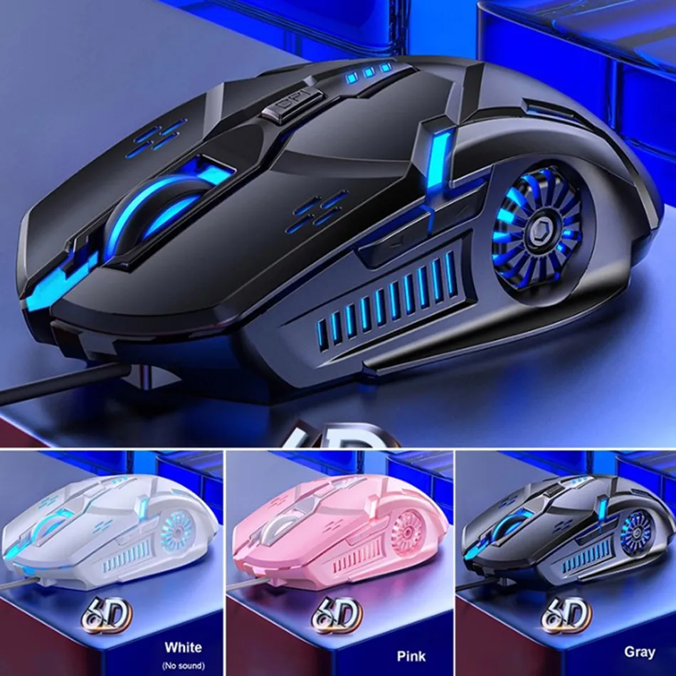 Colorful Silent Gaming Mouse - 6-Button USB Wired Mice with RGB, High ...