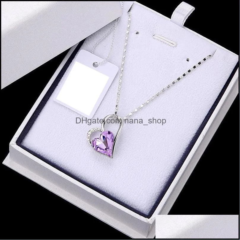 statement necklace for women choker jewelry irregular heartshaped amethyst pendant necklace simple retro short pendant necklace