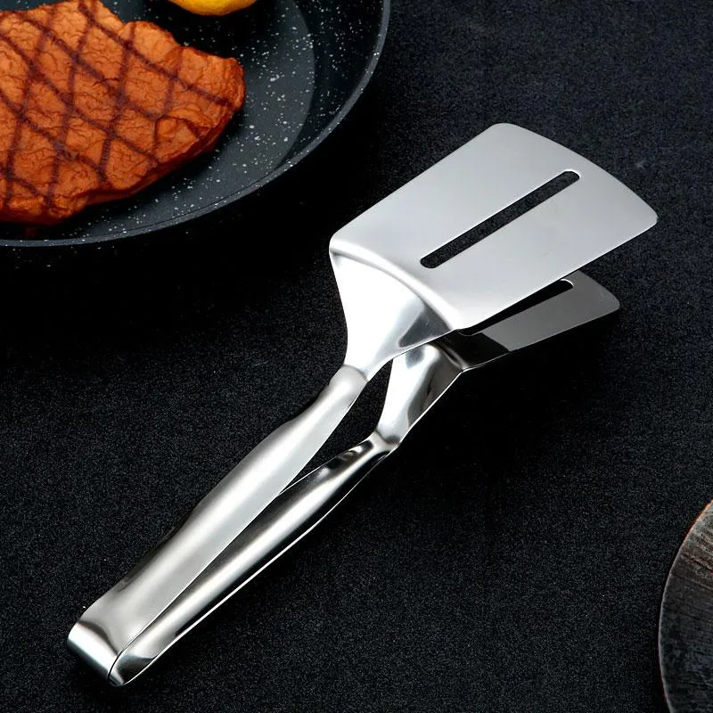 Stainless Steel Kitchen BBQ Bread Utensil Barbecue Tong Fried Fish Steak Clip Shovel Clamps Meat Vegetable Meat Clamp JY1026