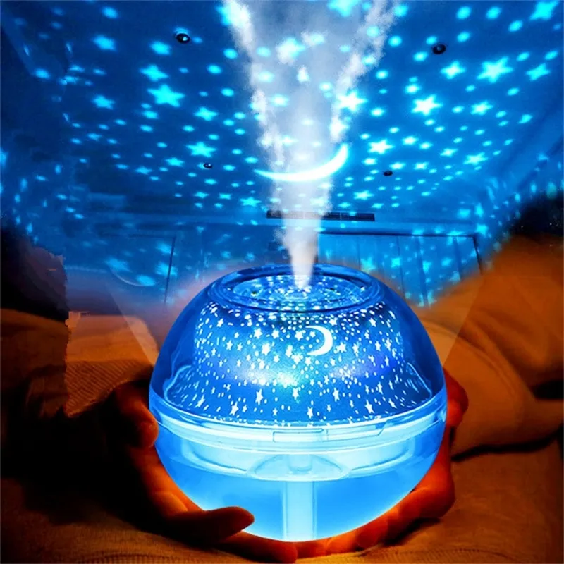 500Ml USB Crystal Night Lamp Projector Air Humidifier Desktop Aroma Diffuser Ultrasonic Mist Maker Led Night Light for Home Y200113