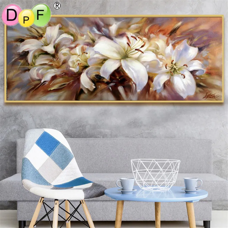 DPF 5D Round full Diamond Painting Cross Stitch dream lily Crafts Diamond Embroidery Mosaic Needlework kits Home Decor picture 201112