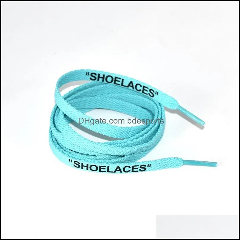 New colorful lace Letter Font 8mm Double Sides Printed SHOELACES Black White Signed Flat Shoes Joint Shoelace 120 140 160cm 086