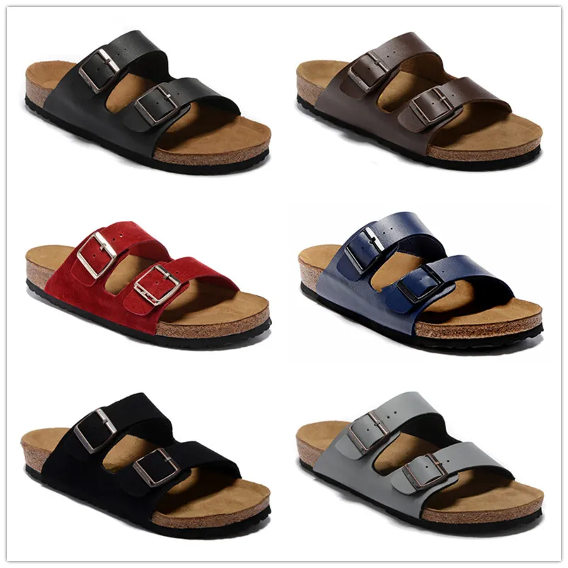 Arizona new color Brand Cork slippers Men Flat Sandals Women Fashion Summer Beaches Casual Shoes With Buckle Genuine Leather wholesale