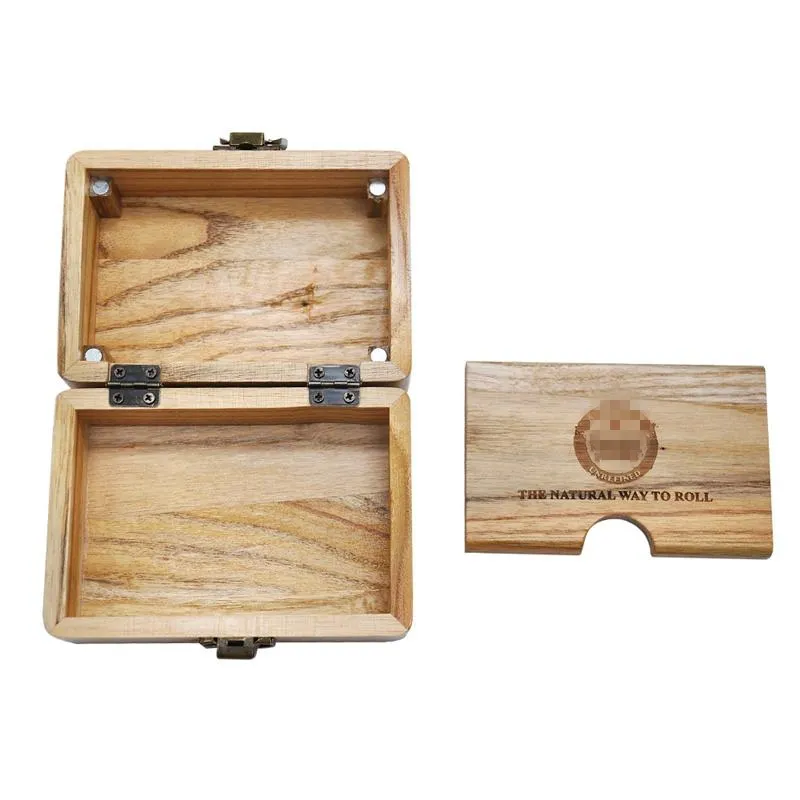 rolled cigarette holder Rolling Tray Stash Box: Natural Wood Handroller Case... From Herbgrinder,  $5.34