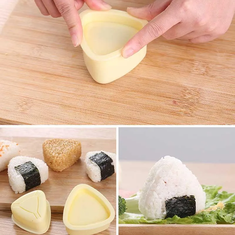 Baking Moulds Big And Small Triangular Rices Ball Molds Sushi Mold Children`s Rice Bento DIY Seaweed Laver Rice With Spoon Three Piece Set