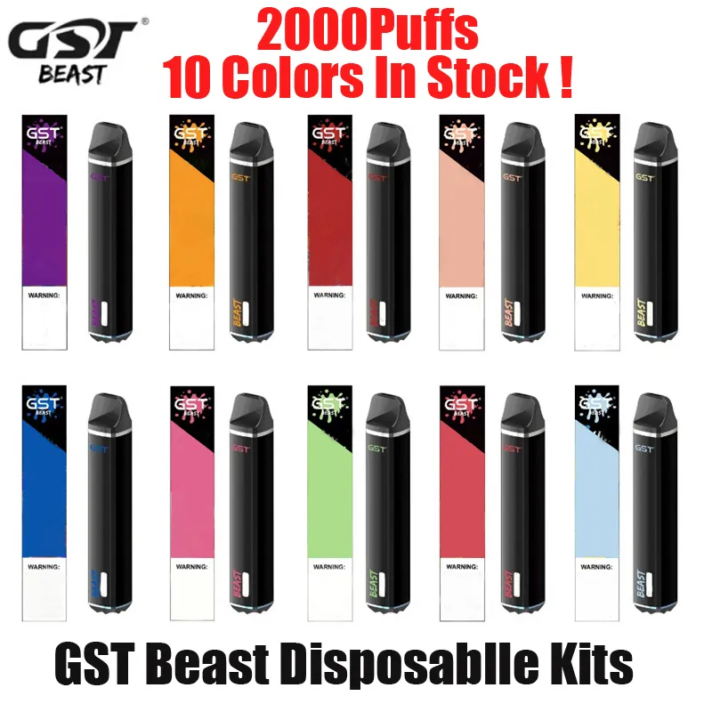 Autentico Kit monouso Beast GST 2000 PUFFO VAPOR 6.8ML POD Dispositivo POD 1000mAh Vape Pen Stick XXL Stick Labs Bomb Plus 100% Genuine