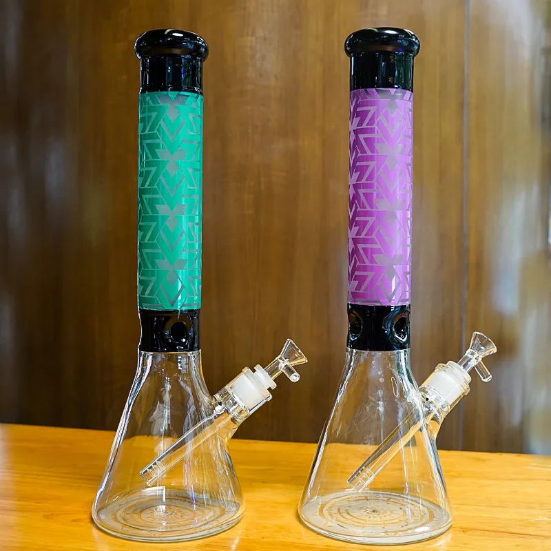 New Beaker Bong Glass Bong Straight Perc Water Pipes 18mm Joint With Bowl Thick Bong Oil Dab Rigs With diffused Downstem WH001