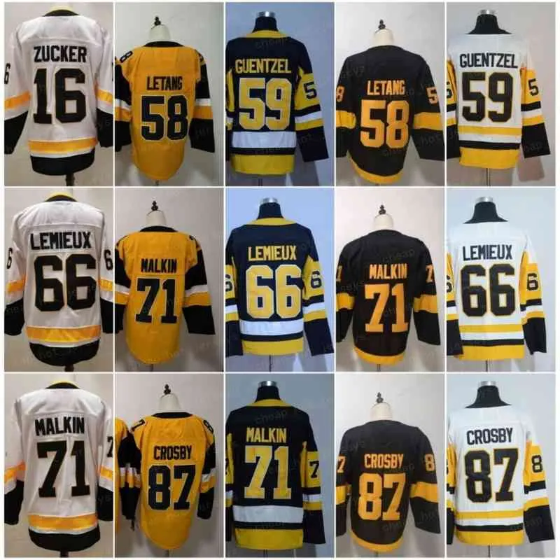 2021 Reverse Retro 87 قمصان Sidney Crosby للهوكي 71 Evgeni Malkin 59 Jake Guentzel 58 Kris Letang 66 Lemieux 21 22 قمصان من سلسلة ملعب مخيط أسود بديل