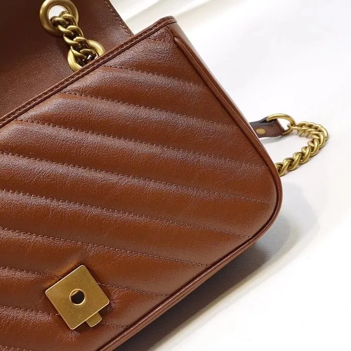 Brun marmont handväska kvinnor väskor ny crossbody väska läder grossist handväska clutch