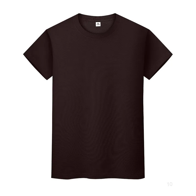 Yeni Yuvarlak Boyun Katı Renk T-Shirt Yaz Pamuk Dip Gömlek Kısa Kollu Erkek ve Bayan Yarım Kollu 7Lyeio