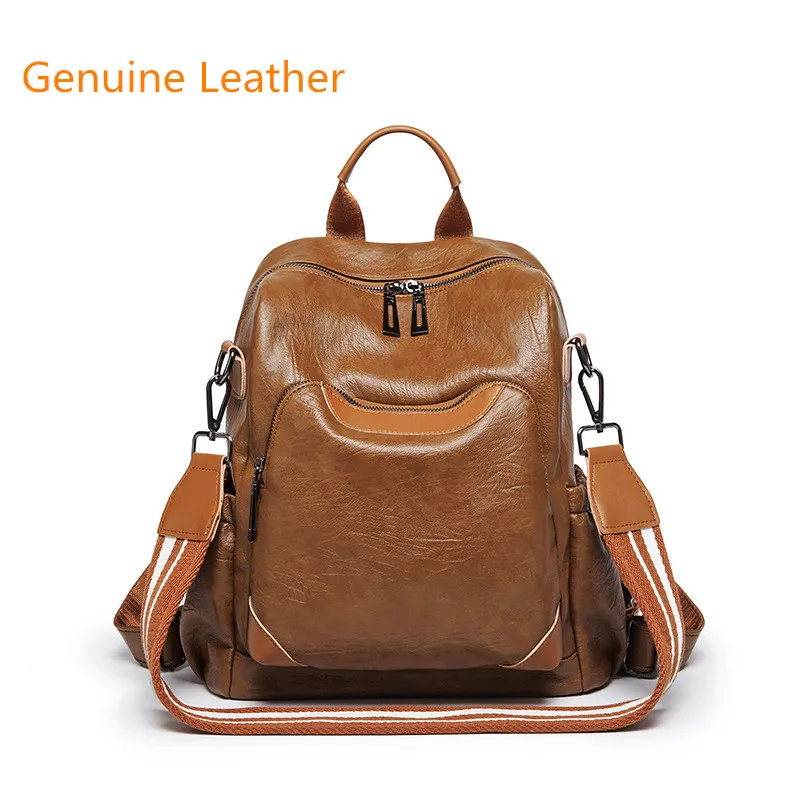 Neue Koreanische Frauen Weibliche Rucksack Freizeit Student Schule tasche Weiche Echtes leder Mode Vintage Weiblichen Rucksack