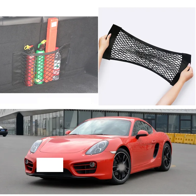 Para Porsche Cayman modelo Auto coche negro delantero trasero maletero carga equipaje organizador almacenamiento red de nailon