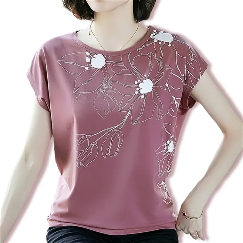 Nieuwe 2020 Lente Zomer Casual Dames Shirt Tops Katoenen Losse Batwing Mouw 7 Kleur Afdrukken Bloemen Vrouwelijke Blouse Plue Maat M-4XL LJ200813