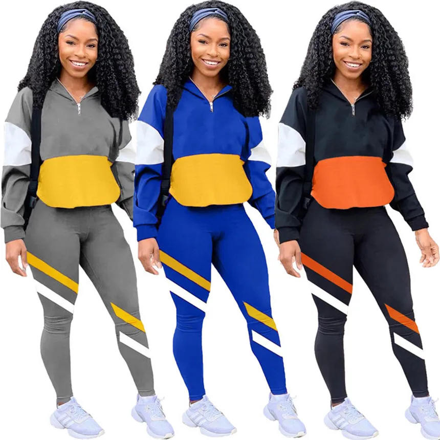 Felpe con cappuccio da donna set da 2 pezzi Taglie forti Felpe con maniche lunghe + leggings abbigliamento autunno inverno tuta da jogger abbigliamento sportivo sportivo 3959