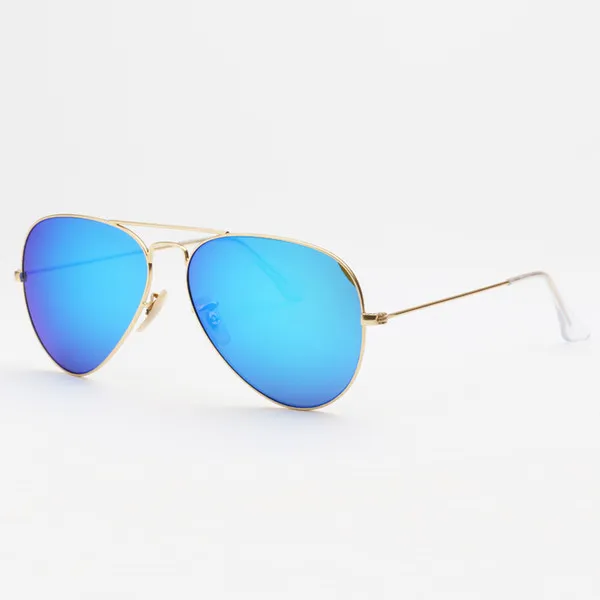 Pilot solglasögon metallram solglasögon färg spegel glas män kvinnor vintage design oculos de sol masculino märke gafas 58mm 62mm med tillbehör