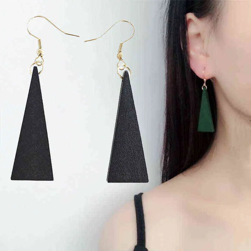 2019 New Wood Geometric Dangle Earrings Handmade Triangle Ear Studs Drop Dangle Earrings Jewelry Gift For Girls