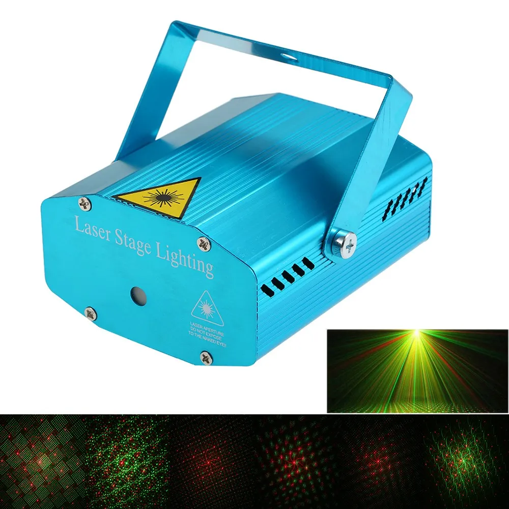 Mini LED laserprojektor Rödgrön scenbelysningseffektmönster med stativ