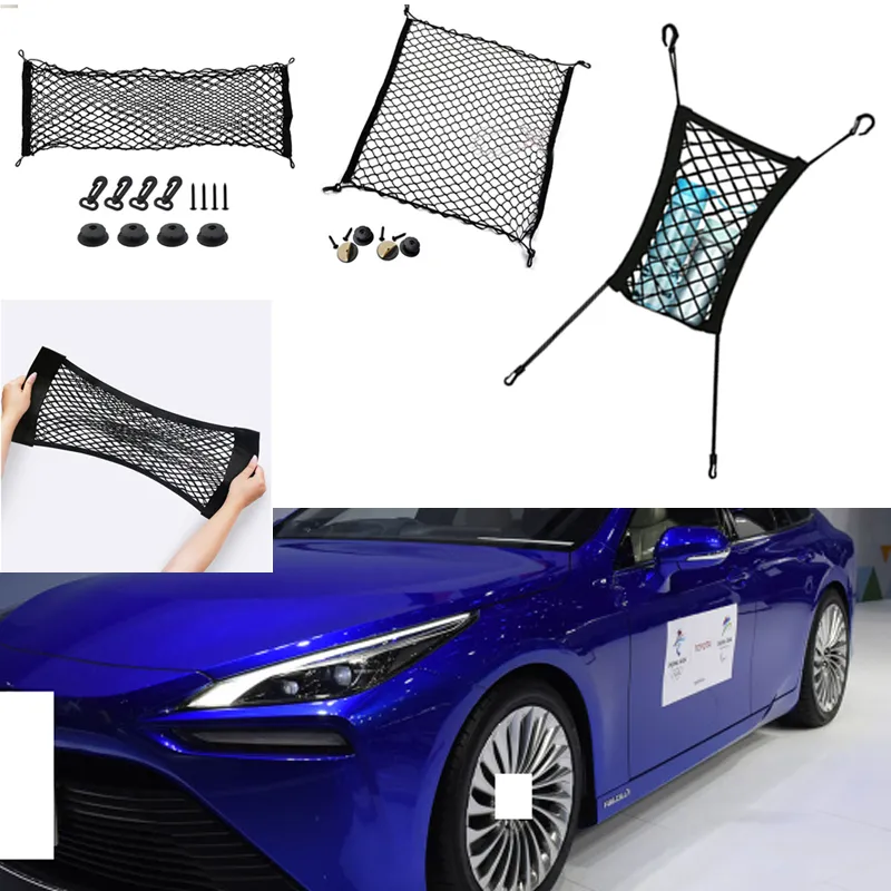 For Toyota Mirai Car Vehicle Black Rear Trunk Cargo Baggage Organizer Storage Nylon Plain Vertical Seat Net