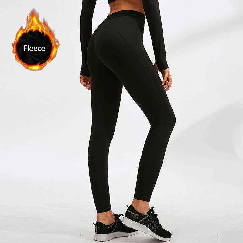 Épais femmes pantalons de yoga thermique chaud polaire Fitness pantalons de survêtement Sportswear hiver collants élastiques pantalons de course sport Gym Leggings H1221