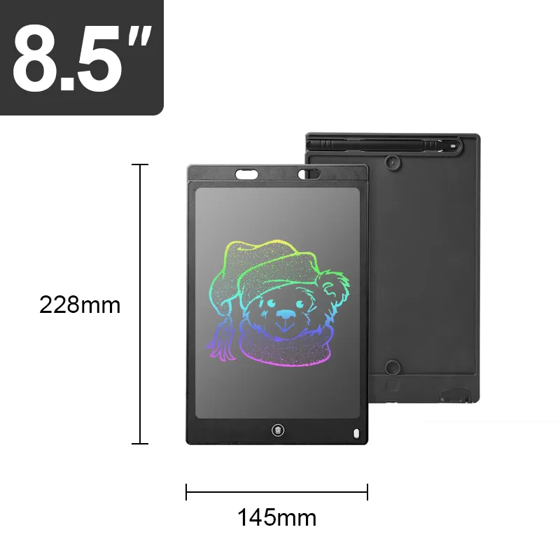 8.5 بوصة الاطفال lcd الكتابة رسم اللوحي شاشة ملونة خربش مجلس مع ستايلس الكتابة على الجدران السادة لوحة الكتابة الأسود