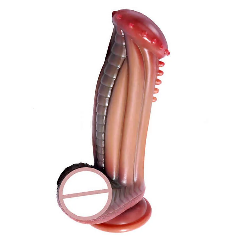 Nxy Dildos Consolador de SiliCona Suave Para Mujer Pene Con Sensacin Piel Ventosa Manos Libres 220111