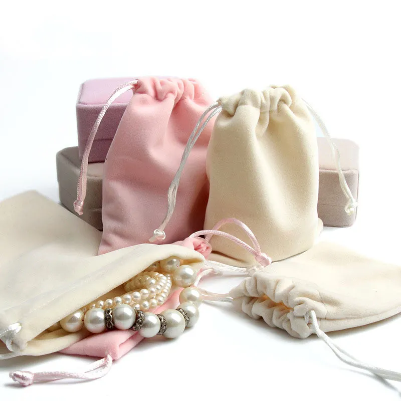 Velvet Drawstring Bags Soft Red Pink Wedding Gift Bags Velvet Cloth Jewelry Pouches 10*12cm Velvet Gift Bags for Jewelry