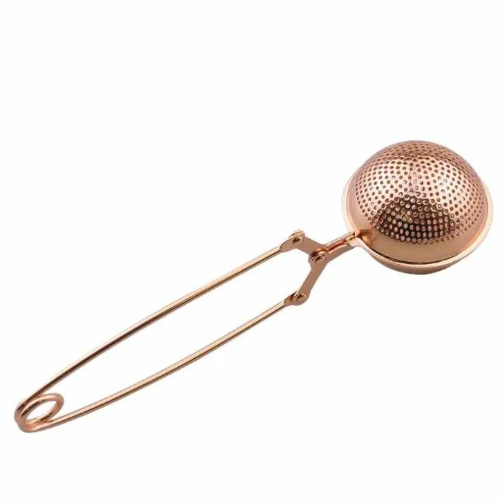 Tea Infuser 304 Stainless Steel Tea Strainers Sphere Mesh Ball Filter Rose Gold Home Strainer With Handle 5.5CM ZZY18