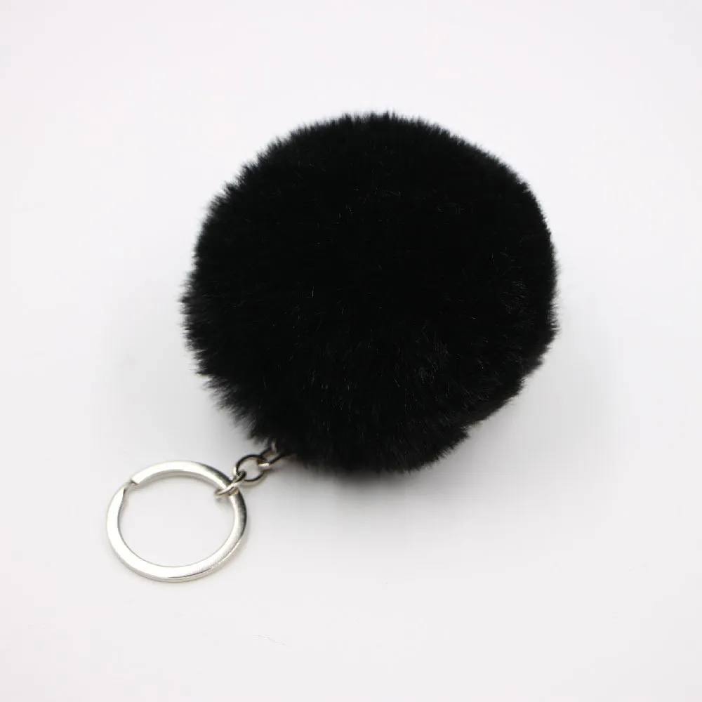 Porte-clés Longes Multi Couleur 8 cm Boule De Fourrure De Lapin Porte-clés Pom En Peluche Voiture Porte-clés Sac À Main Porte-clés Pendentif Porte-clés Anneaux LOQM