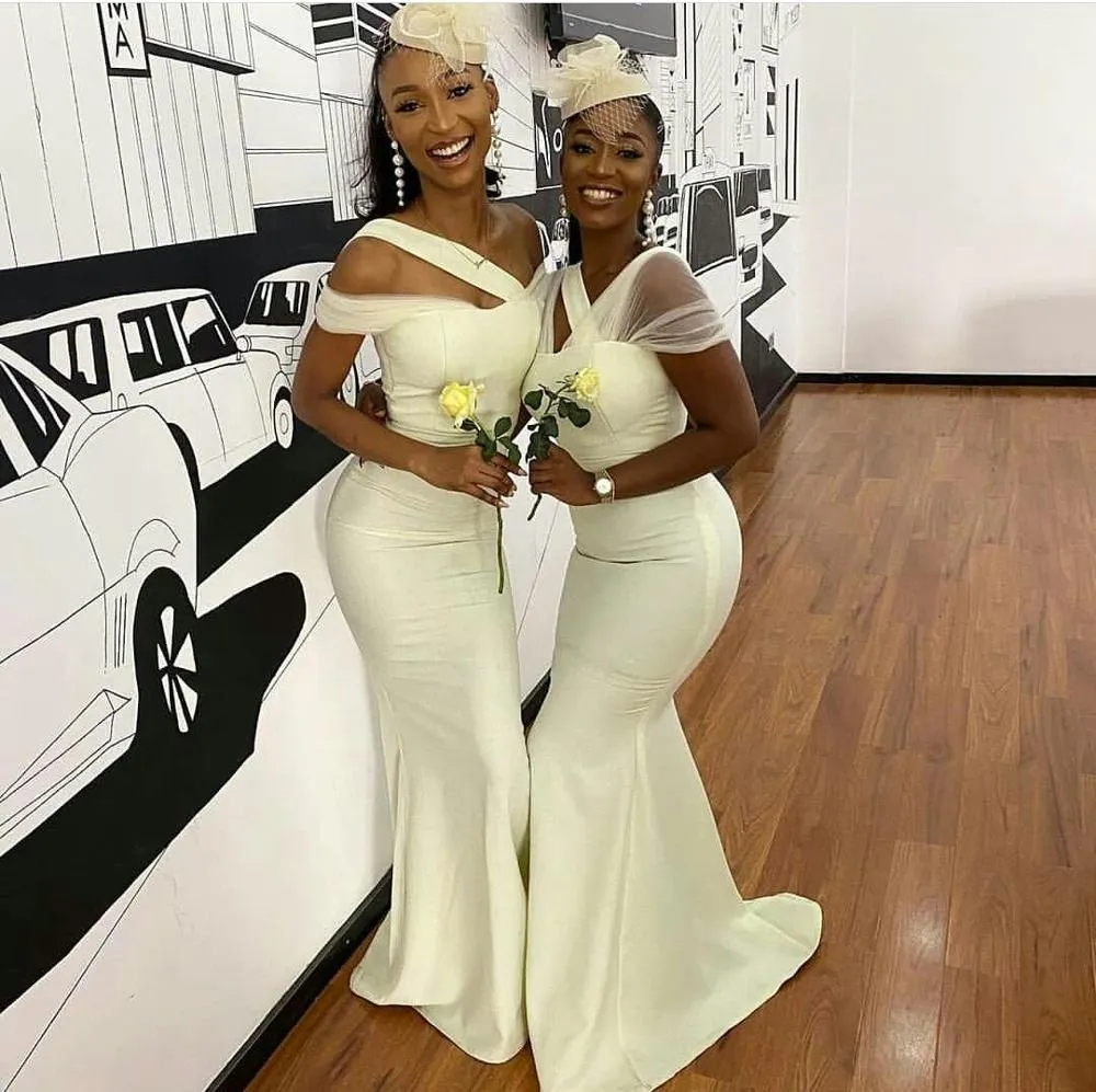 Plus Size Mermaid Bridesmaid Dresses Unique Sheer Straps Maid Of Honor Gowns Satin Maid Of Honor Wedding Guest Dress P89
