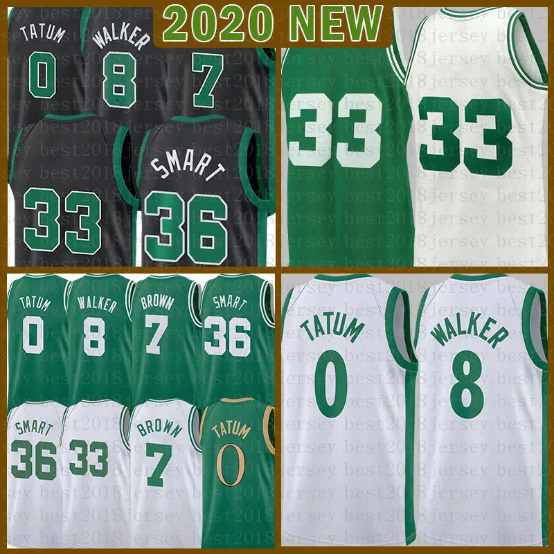 2021 New Jayson 0 Tatum Baskettröja Kemba 8 Walker Mens Larry 33 Youth Kids Jaylen 7 Brown Mesh Retro Marcus 36 Smart Green