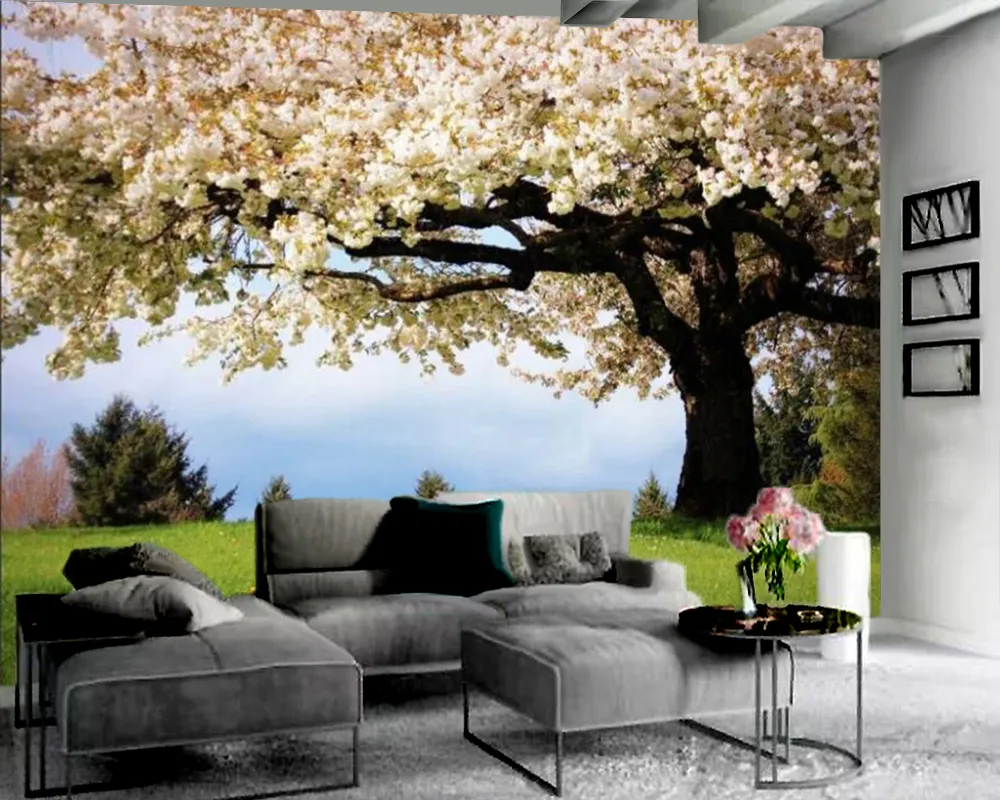Décor à la maison 3d papier peint romantique grande fleur arbre 3d papier peint intérieur TV fond décoration murale murale 3d fleur papier peint