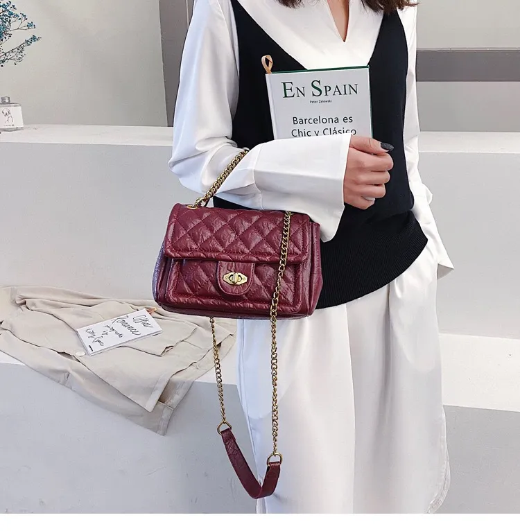 PB0002 Fashion Popular Lady PU Leather Handbag Evening Bags Versatile Retro Shoulder Bag Messenger Bag for Women 15x22x9cm