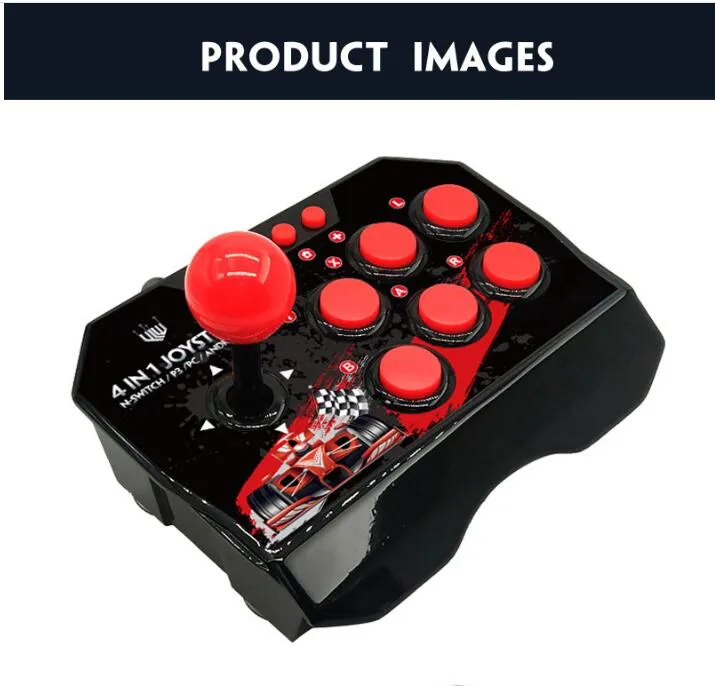 Retro Arcade Station With 4 In 1 USB Wired Rocker Fighting Stick Arcade ...