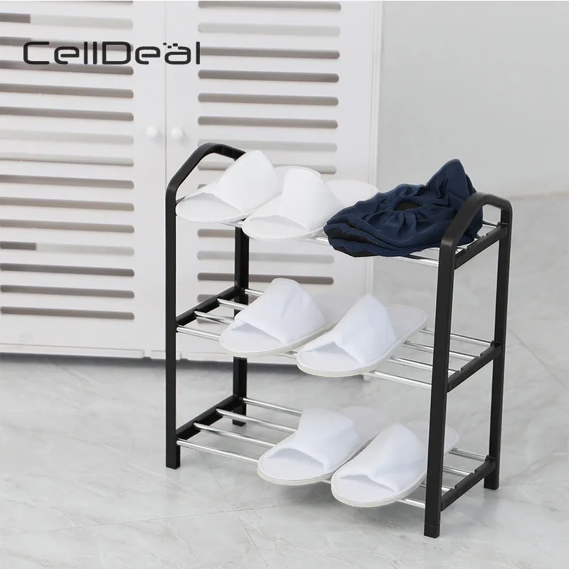 Celldeal 3 níveis moderno sapato sapato cabide sala sólida organizer sapatos prateleira multi-funcional quarto armazenamento doméstico preto y200527