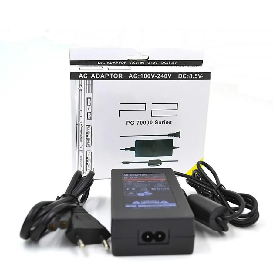 PS2 70000シリーズ用EU USプラグAC電源アダプタの電源充電ケーブルコードDC 8.5V 5.6Aアダプタ
