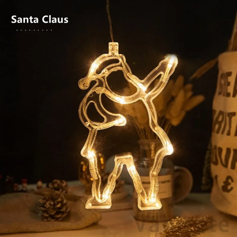 LED chaîne de lumière de Noël ventouse lampe suspendue guirlande lumineuse étoiles fenêtre décoration de la salle lumières cloches flocon de neige arbre T1I3069