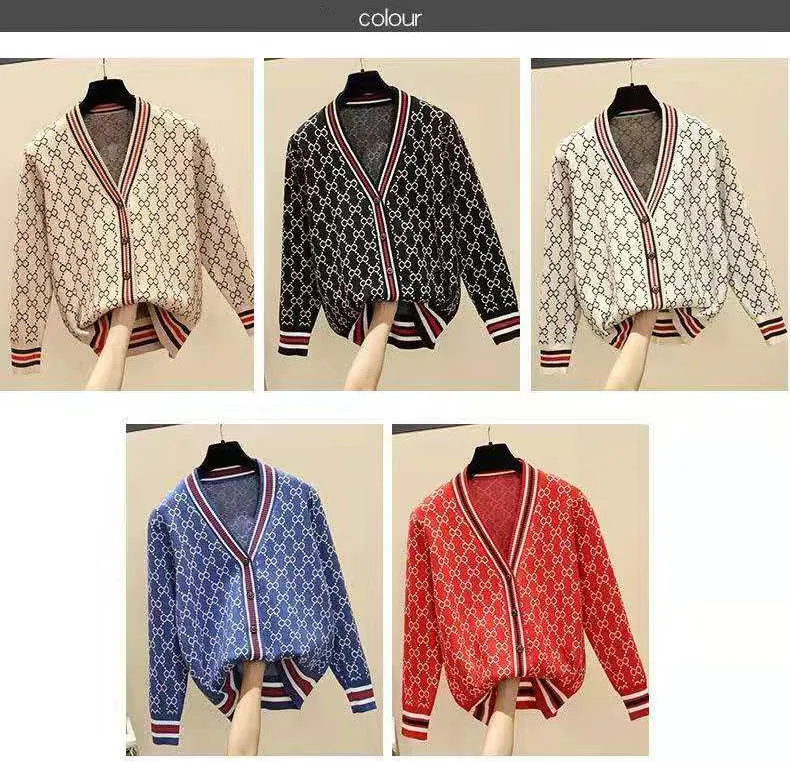 Fashion V-neck long-sleeved cotton knit sweaters women cardigan loose casual jacket sweater women`s clothing S-4XL size