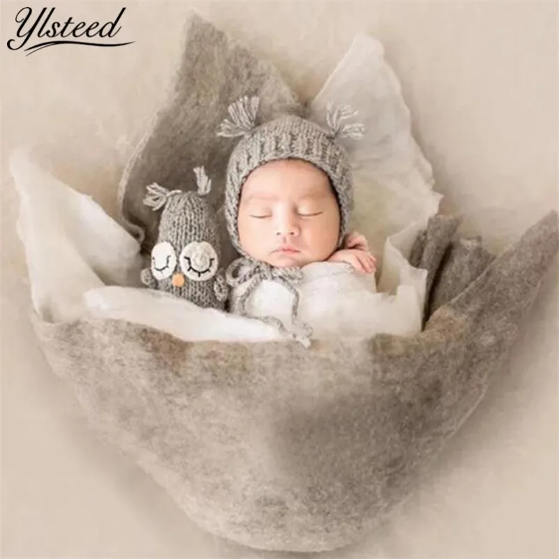 Ylsteed Neugeborenen Fotografie Requisiten Weiche Wolle Baby Decke Korb Füller Wolle Flusen Korb Stuffer Neugeborenen Schießen Swaddle Wraps LJ201014