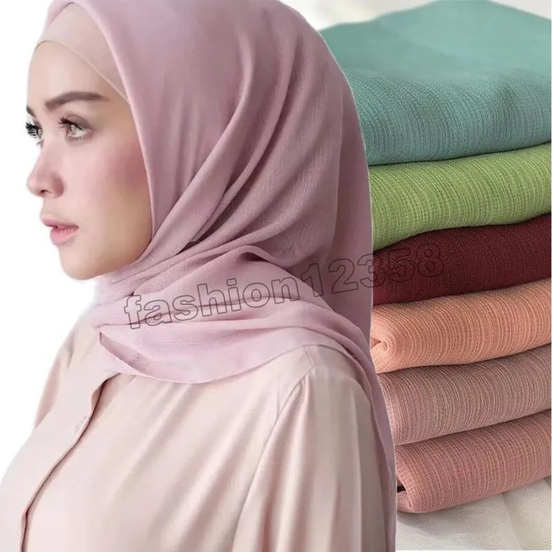 Fascia per hijab in cotone increspato a bolle da donna. Hijab islamico Sciarpe Scialli 180 * 70 cm