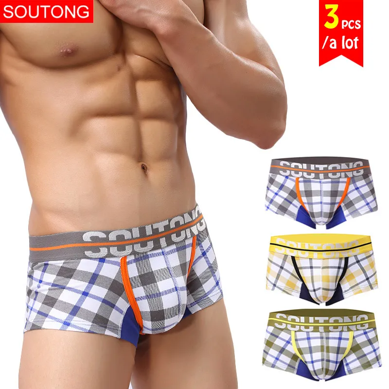 Soutong Mężczyźni Bielizna 3 Sztuk / partia Bawełniana Bielizna Mężczyźni Cueca Bokserki Calzoncillos Mężczyźni Bokserki Spodenki Boxer Para Hombre 201023