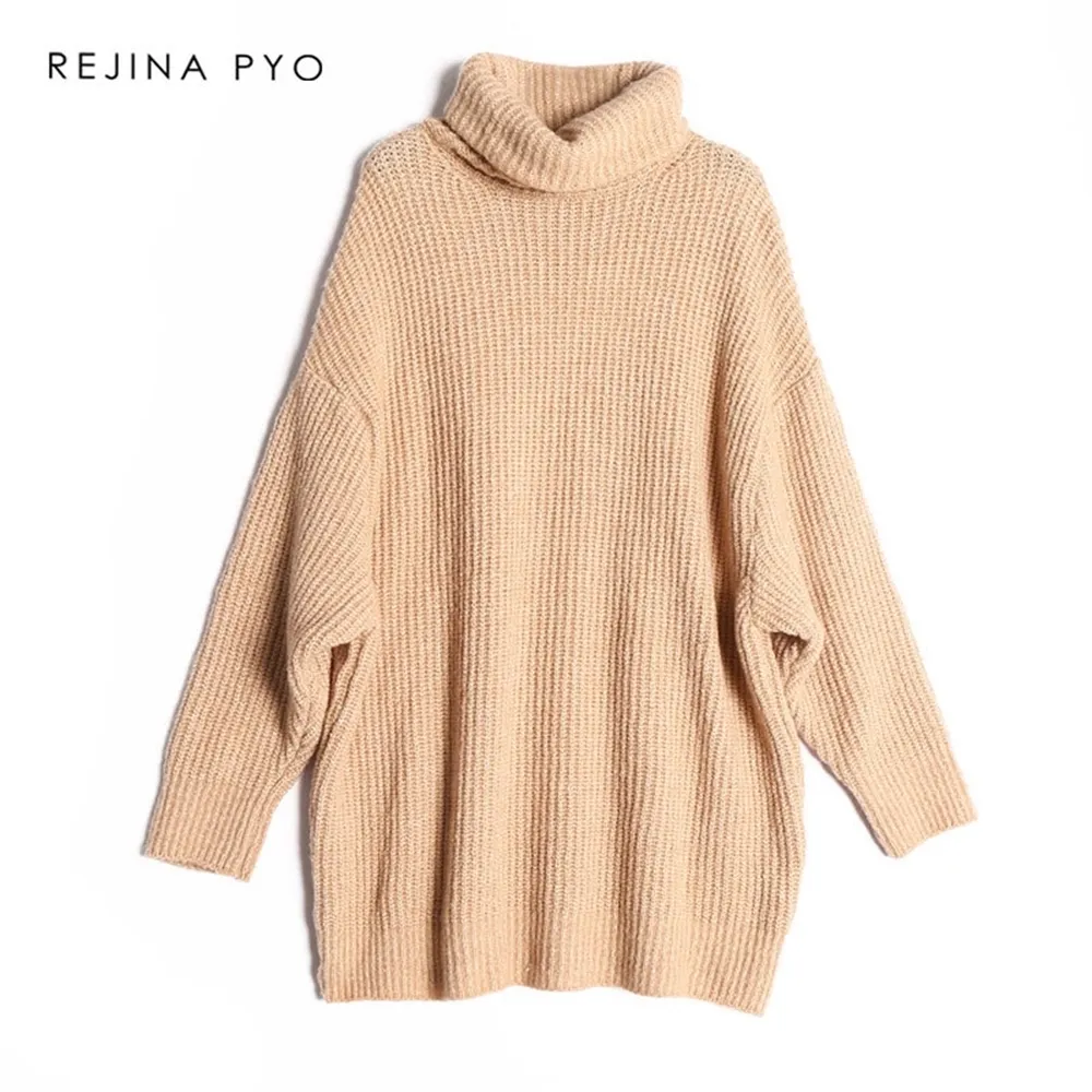 Biaoruina 15 kleur vrouwen mode solide casual gebreide trui vrouwelijke turtleneck oversized pullover dames elegante losse trui LJ200815